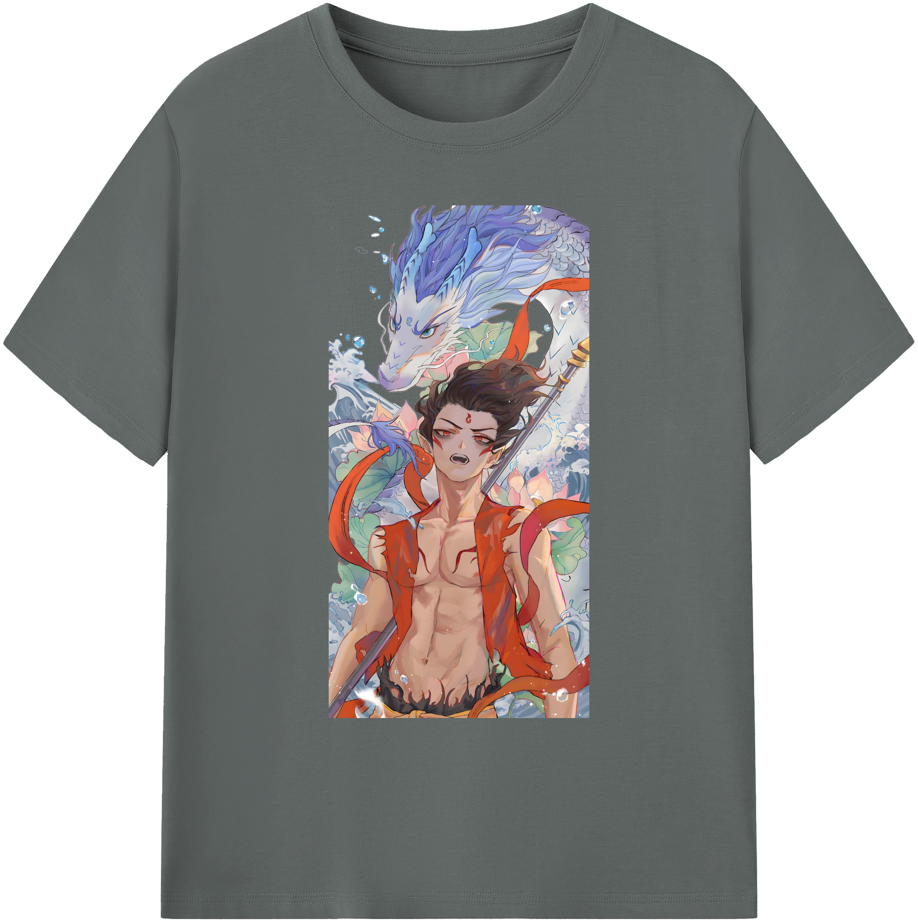 （画像用） Ne Zha 2 ナタ 魔童の大暴れ 綿100％ メンズ半袖Tシャツ｜肌触りやわらか＆通気性